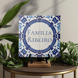 Azulejo De Cerâmica Placa de Nome de Casa Personalizada Azul Azulejo