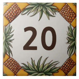 Azulejo De Cerâmica Placa de Número de Planta do Deserto do Abacaxi