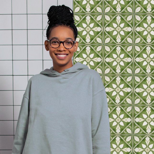 Azulejo De Cerâmica Placa de Peridot Verde Oleícola Simétrica Encantad (Criador carregado)