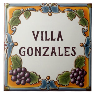 Azulejo De Cerâmica Placa de Placa de Nome Personalizado de Uvas de Vi