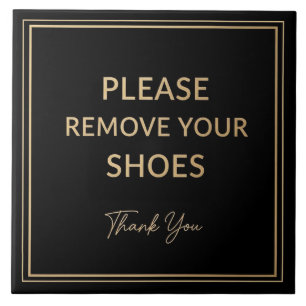 Azulejo De Cerâmica Placa de remover sapatos preta e dourada