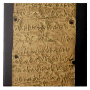Azulejo De Cerâmica Placa Dourado com inscrição do Phoenician, do