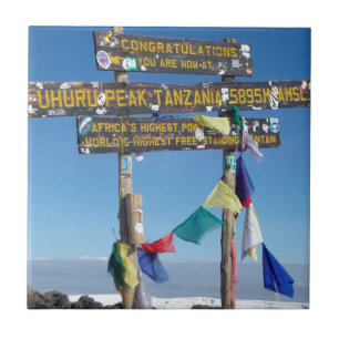 Azulejo De Cerâmica Placa indicativa no cume do Kilimanjaro Quênia