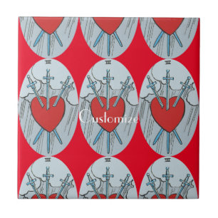 Azulejo De Cerâmica Placa Tarot 3 Espadas Troço_Trova