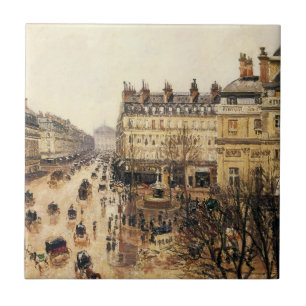 Azulejo De Cerâmica Place du Théâtre Français, Paris Chuva de Pissarro