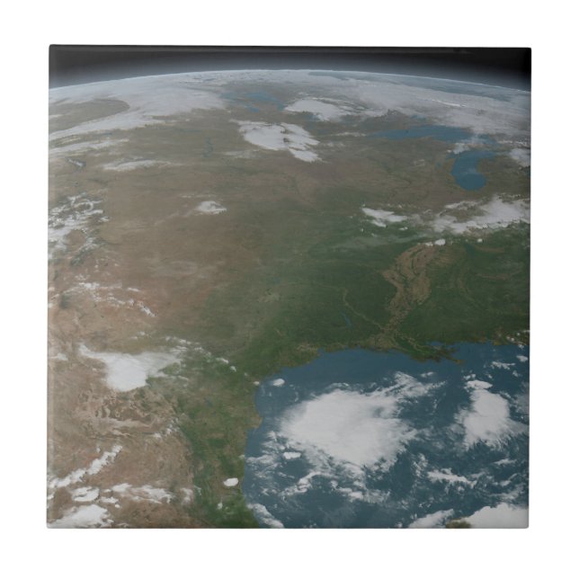 Azulejo De Cerâmica Planeta Panorâmico Terra E Os Eua. 2 (Frente)