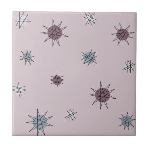 Azulejo De Cerâmica Planetas da Idade Atômica de Starburst Luz Roxo