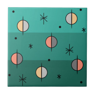 Azulejo De Cerâmica Planetas da Idade do Espaço Retroativo Stars Turqu