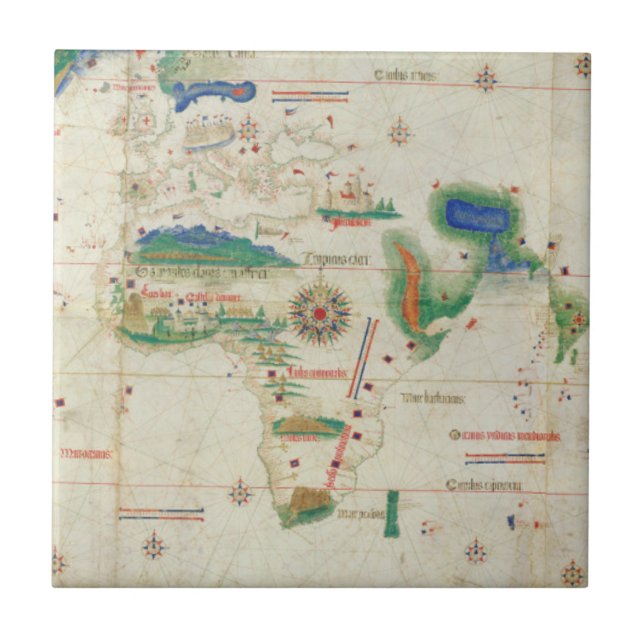 Azulejo De Cerâmica Planisphere | 1502 de Cantino (Frente)