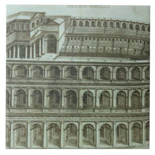 Azulejo De Cerâmica Plano do teatro de Marcellus, Roma, 1558 (engr