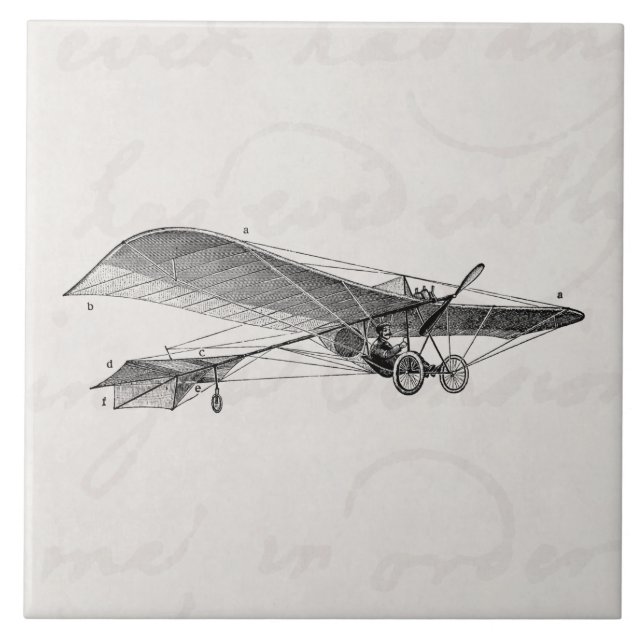 Azulejo De Cerâmica Plano velho retro do suporte do avião da hélice do (Frente)