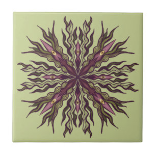 Azulejo De Cerâmica Planta do Olho Psicodélico - Mandala Botânica Surr