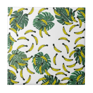 Azulejo De Cerâmica Planta e bananas do queijo suíço da aguarela