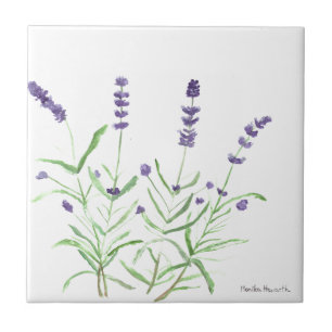 Azulejo De Cerâmica Plantas botânicas com erva lavanda flores chic rox