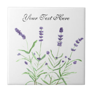 Azulejo De Cerâmica Plantas botânicas com erva lavanda flores chic rox