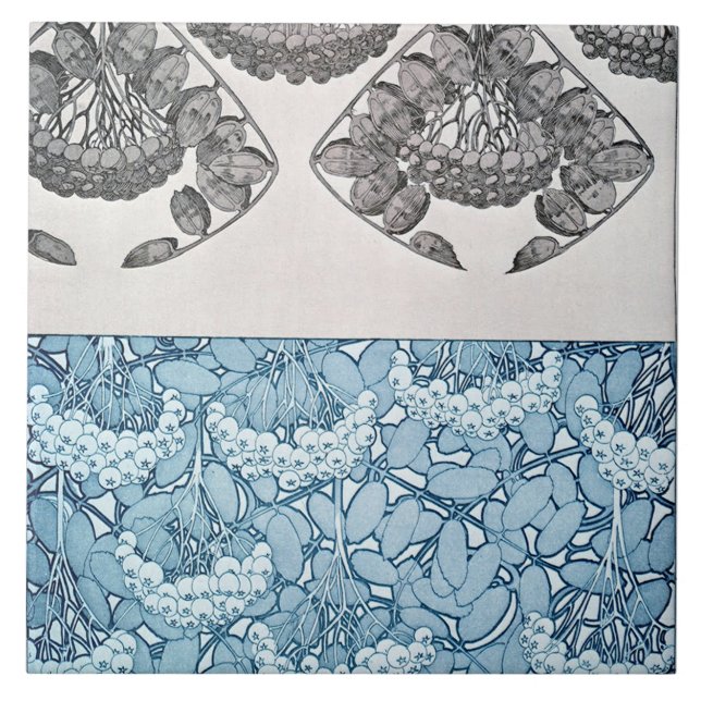 Azulejo De Cerâmica Plantas de Arte Nouveau Estilo, Mucha (Frente)