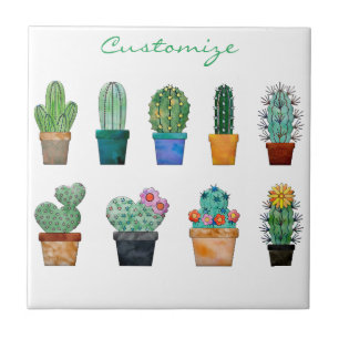 Azulejo De Cerâmica Plantas De Cactus Associadas Thunder_Cove