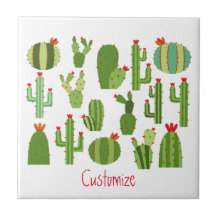 Azulejo De Cerâmica Plantas De Cactus De Flor Vermelho-Cortadas Thunde