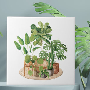 Azulejo De Cerâmica Plantas de Casa Aquarela