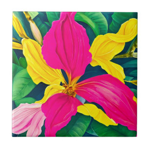 Azulejo De Cerâmica Plantas de flores tropicais