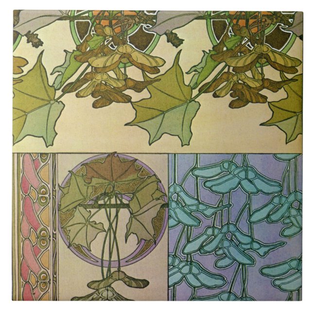 Azulejo De Cerâmica Plantas do Estilo Art Nouveau, Mucha (Frente)