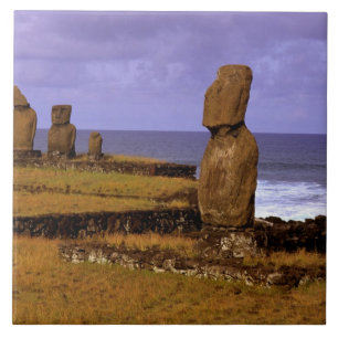 Azulejo De Cerâmica Plataforma Tahai Estátua Moai Abstratos Páscoa