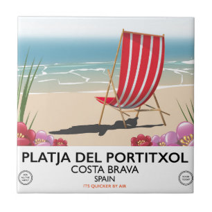 Azulejo De Cerâmica Platja del Portitxol, Costa Brava, Espanha