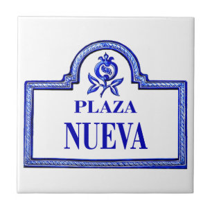 Azulejo De Cerâmica Plaza Nueva, sinal de rua de Granada