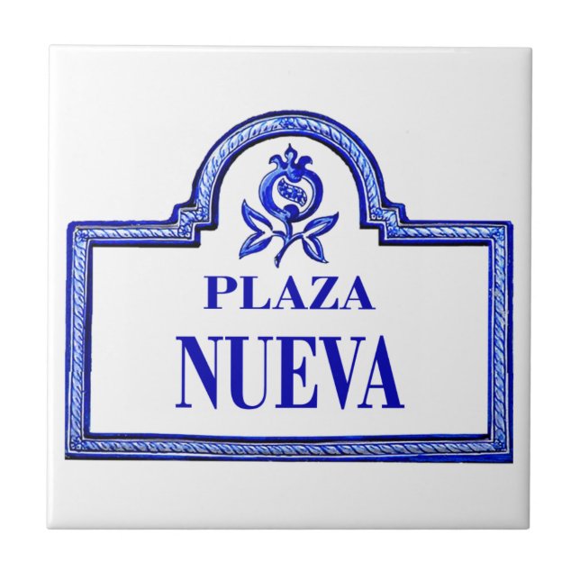Azulejo De Cerâmica Plaza Nueva, sinal de rua de Granada (Frente)