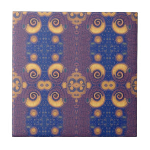 Azulejo De Cerâmica Plum marinho de ouro geométrico gatinho de design
