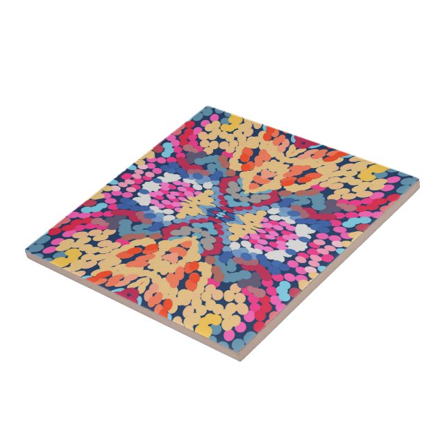 Azulejo De Cerâmica Plumeria Tropical Flores Apontadas Padrão de Azule (Lateral)