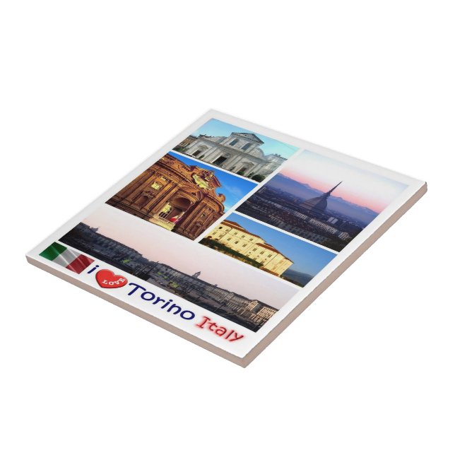 Azulejo De Cerâmica PMT016 TURIN I Love, mosaico, Itália, (Lateral)