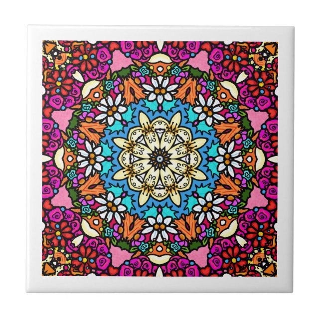 Azulejo De Cerâmica Poder das Flores Jardim Groovy (Frente)