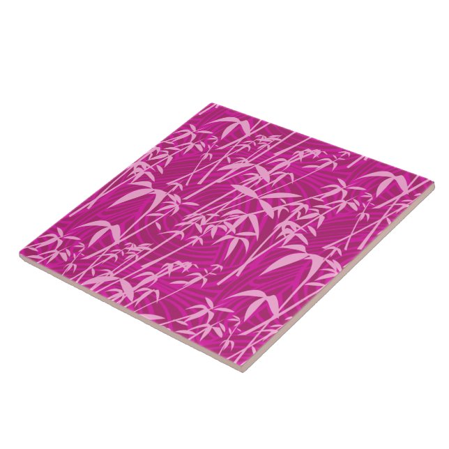 Azulejo De Cerâmica Poeira de bambu rosa com padrão magenta (Lateral)