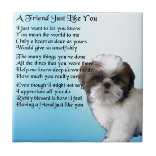 Azulejo De Cerâmica Poema do amigo - design de Shih Tzu