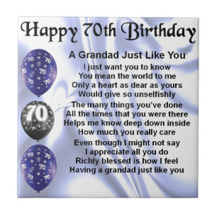 Azulejo De Cerâmica poema do grandad - aniversário do 70