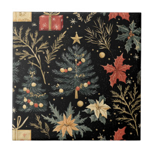 Azulejo De Cerâmica Poinsettia Padrão Floral de Natal (21)