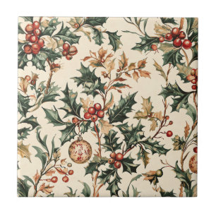 Azulejo De Cerâmica Poinsettia Padrão Floral de Natal (3)