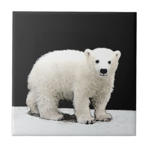 Azulejo De Cerâmica Polar Bear Cub Painting - Arte Original