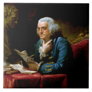 Azulejo De Cerâmica Polegar Retrato, Benjamin Franklin Pai Fundador