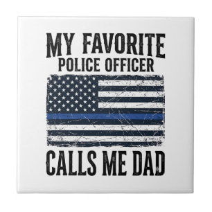 Azulejo De Cerâmica Policial Pai Thin Blue Line Vintage Vetor D