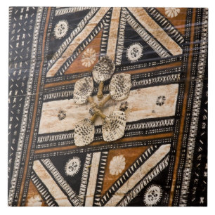 Azulejo De Cerâmica Polinésia, Reino de Tonga. Detalhe da tapa