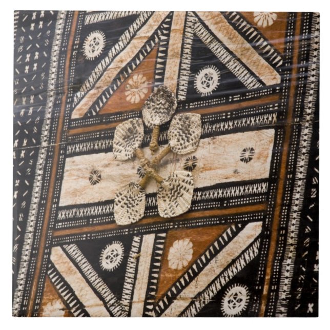 Azulejo De Cerâmica Polinésia, Reino de Tonga. Detalhe da tapa (Frente)