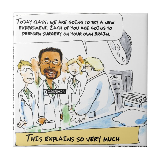 Azulejo De Cerâmica Política: É Necessário Cirurgia Cerebral? (Frente)