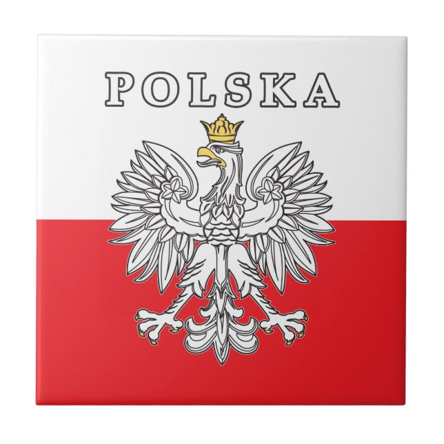 Azulejo De Cerâmica Polska Com Águia Polonesa (Frente)