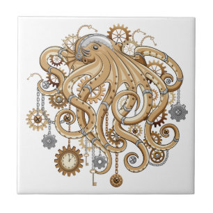 Azulejo De Cerâmica Polvo Steampunk Retro Fantasia Mecânica