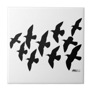 Azulejo De Cerâmica Pombos de Voo Voadores