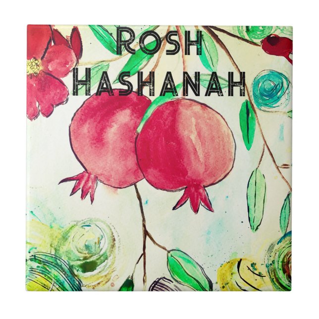 Azulejo De Cerâmica Pomegranato Rosh Hashanah Fruta Shana Tova (Frente)