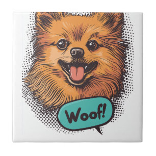 Azulejo De Cerâmica Pomerânia Pop Art - Cão de Desenho Animado Retro