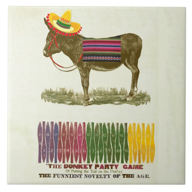 Azulejo De Cerâmica Ponha a cauda no burro (Frente)